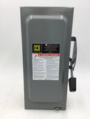 Square D D322N 60 Amp 3 Pole 120/240V Fusible Nema1 Safety Switch