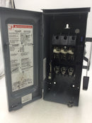 Square D D322NRB  60 Amp 3 Pole 120/240V Fusible Safety Switch 15" x 7"