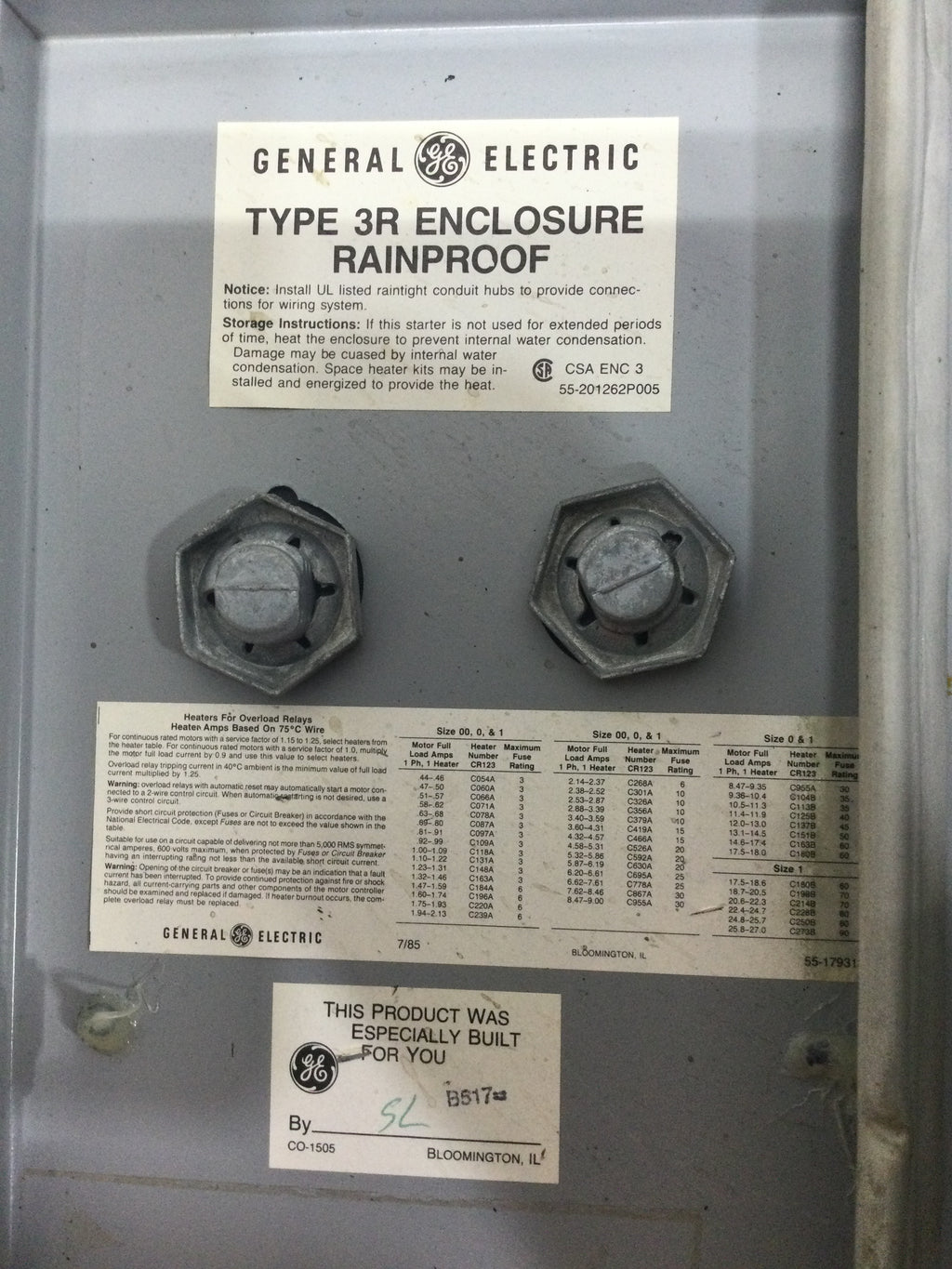 300 Line Box GE General Electric 300-Line Control Nema Type 3R Enclosure Only 6