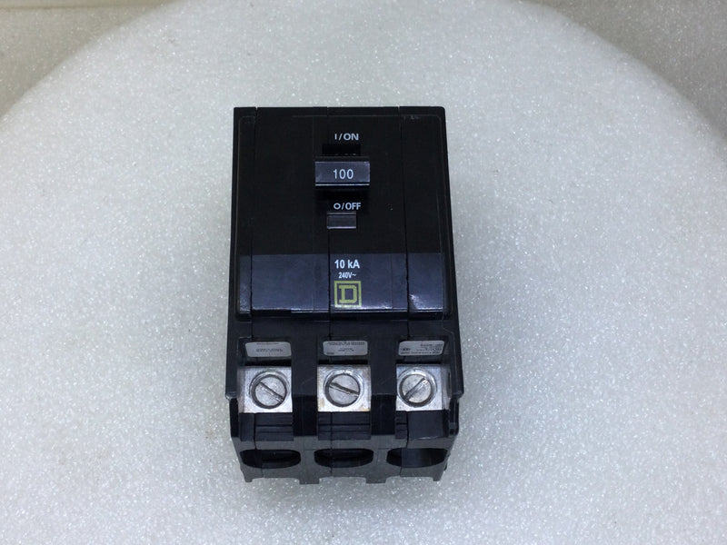Square D QOB3100 100 Amp 3 Pole 240V Breaker - Yellow Face
