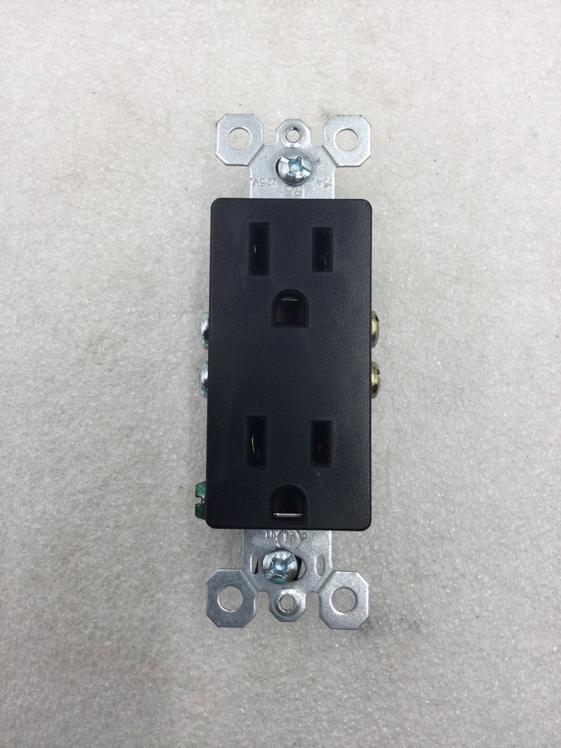 Legrand/Pass & Seymour 885-BKCC12 15 Amp 125VAC Decora Duplex Receptacle in Black