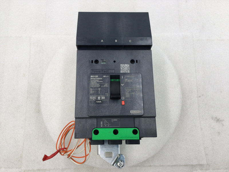 Square D BGA36125SAYH 125 Amp 3 Pole 600V Circuit Breaker W/ Shunt Trip