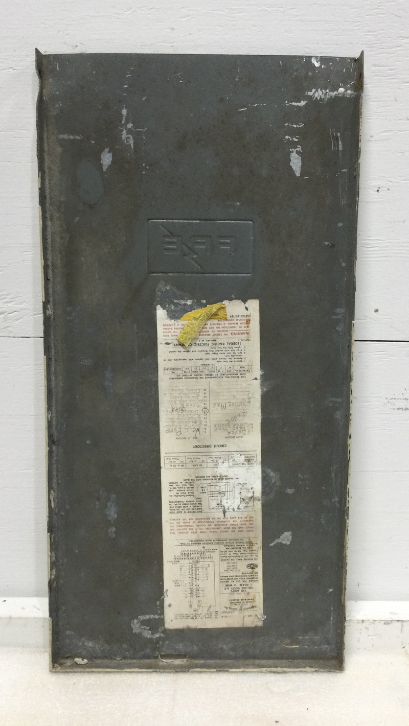 FPE Federal Pacific Cover Only 150 Amp 120/240V 1 Phase 3 Wire Nema 3R 24" x 12"