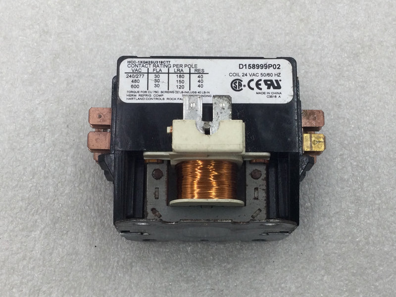 Hartland Controls D158999P02 30 Amp 2 Pole 600V Definite Purpose Contactor Coil