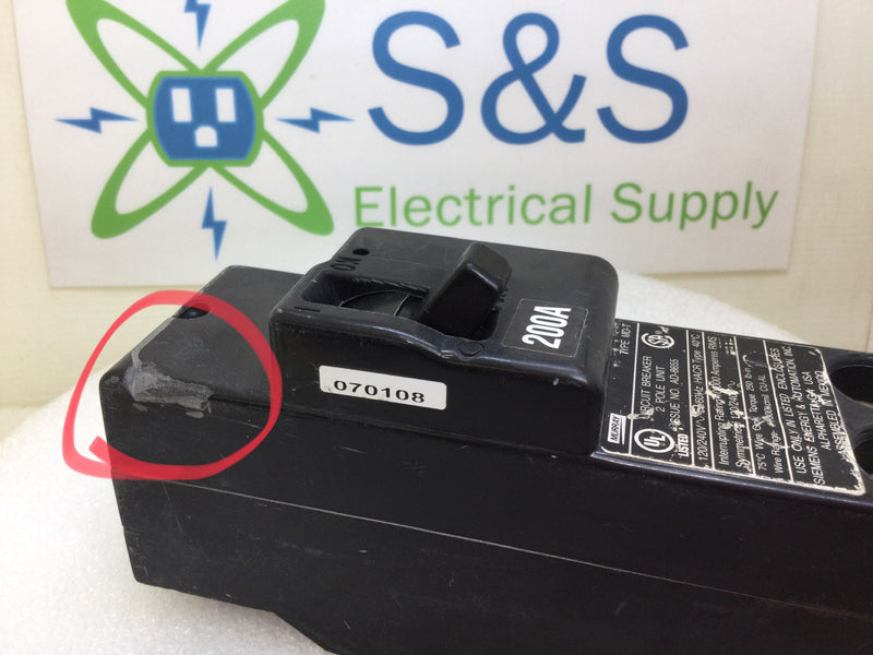 Murray MD-T2200 200 Amp 2 Pole 240V Circuit Breaker Type MD-T - Cosmetic Flaw