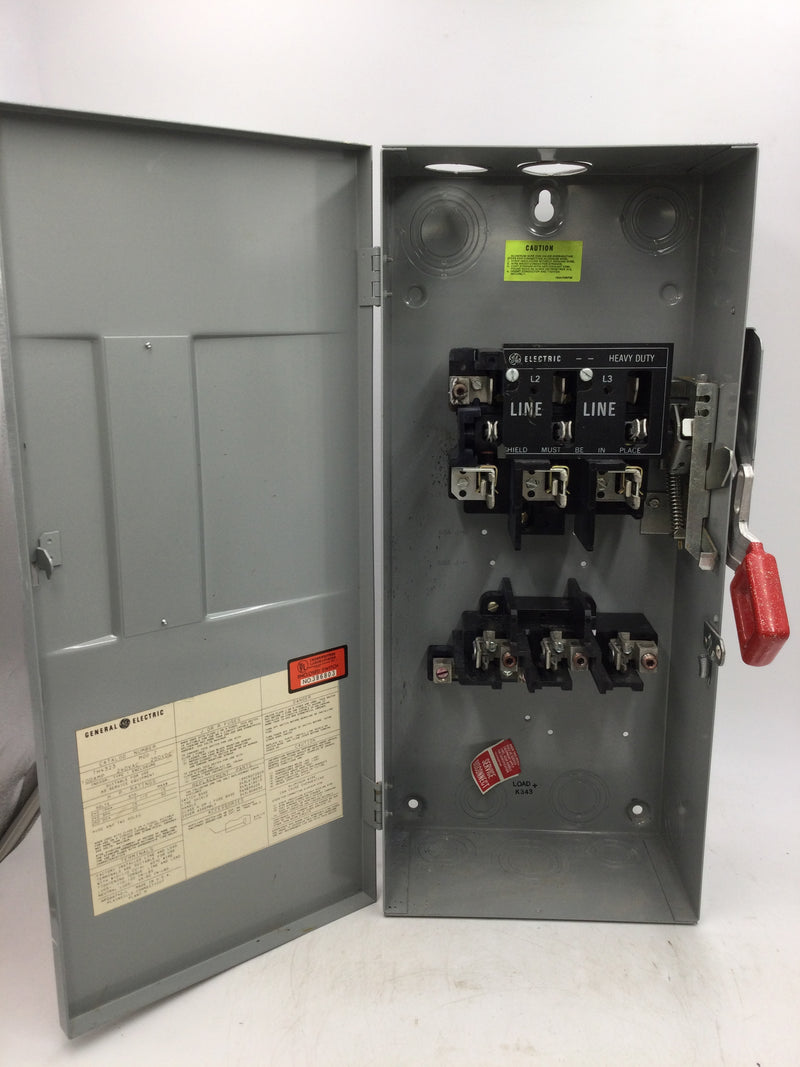 GE General Electric TH4323 100 Amp 3 Wire 4 Phase Fusible 240v Type 1 Safety Switch