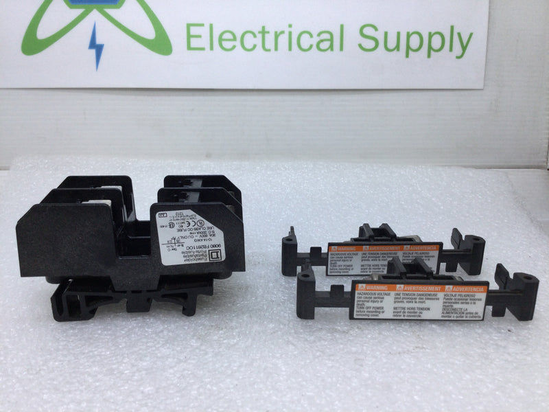 Square D 9080 FB2611CC 2 Position 30A 600V Fuse Holder w/2 FNQ-R-20 Amp Fuses Included