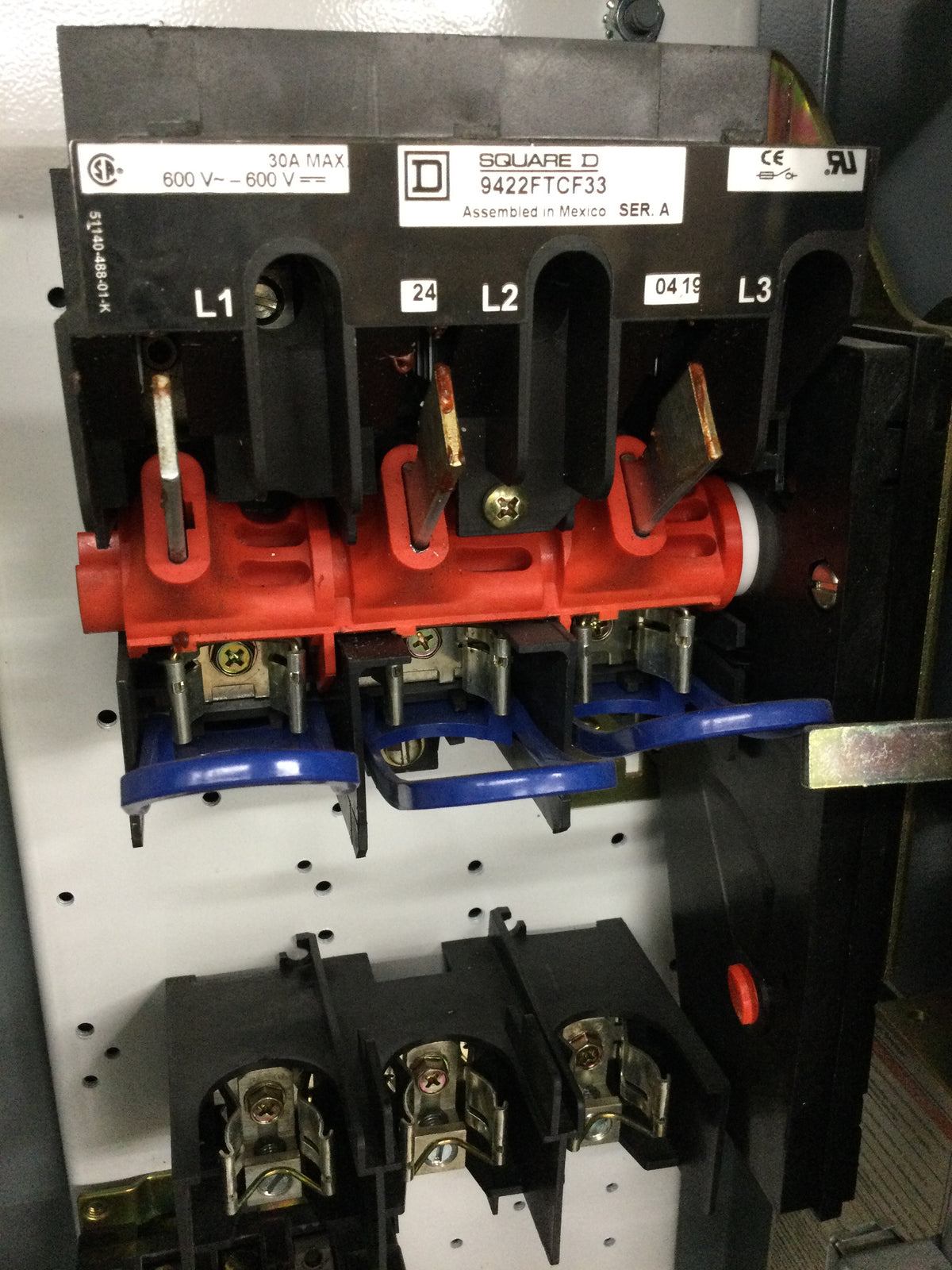 Square D 8538SBG13V06 30 Amp 3 Phase 600V 5HP @ 480V Combo Motor Start