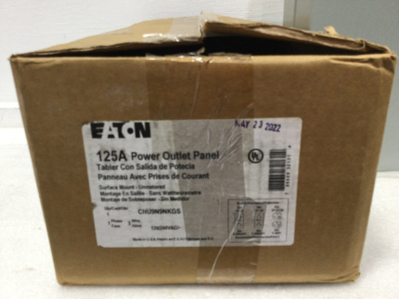 Eaton CHU9N9NKGS 125 Amp 1 Phase 3W 120/240V Surface Mount Power Outlet Panel
