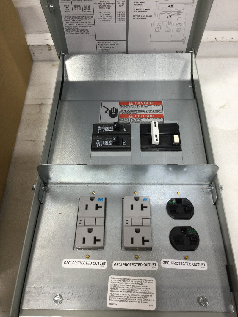 Eaton CHU9N9NKGS 125 Amp 1 Phase 3W 120/240V Surface Mount Power Outlet Panel