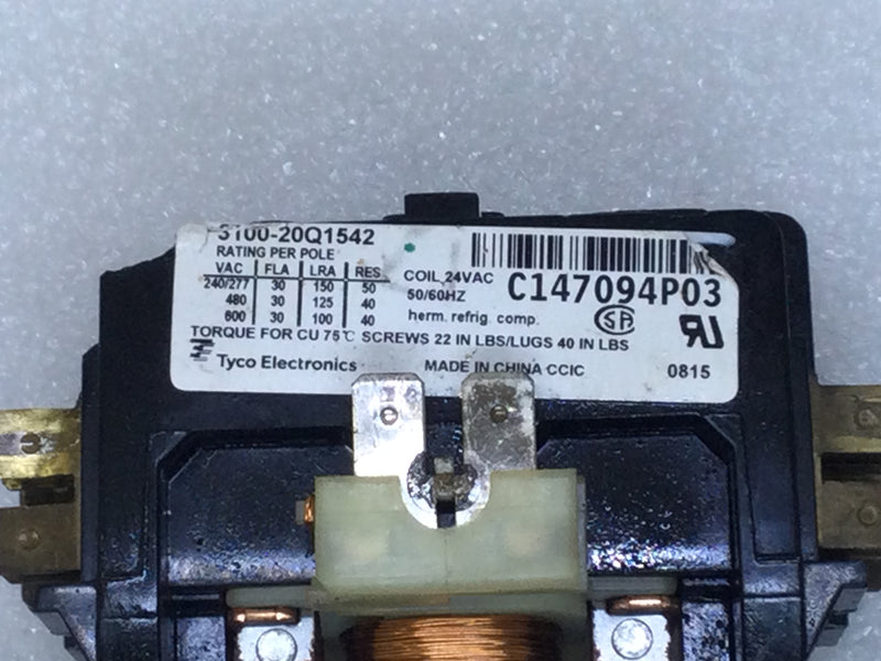 Tyco Electronics 3100-20Q1542 30 Amp 2 Pole 600V Contactor Coil - Flawed