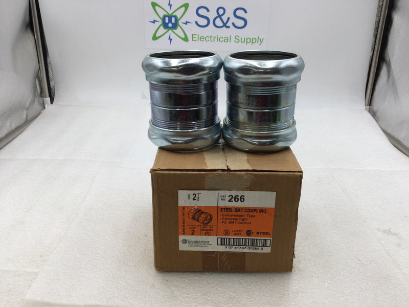 Bridgeport 266 2-1/2" Steel EMT Concrete Tight Compression Coupling (Box of 2)