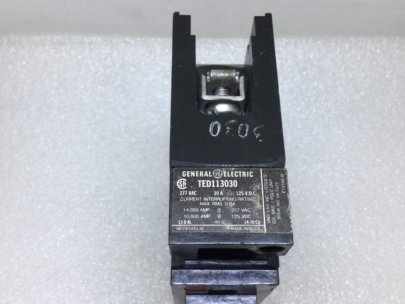 GE General Electric TED TED113030 1 Pole 30 Amp 240v Circuit Breaker