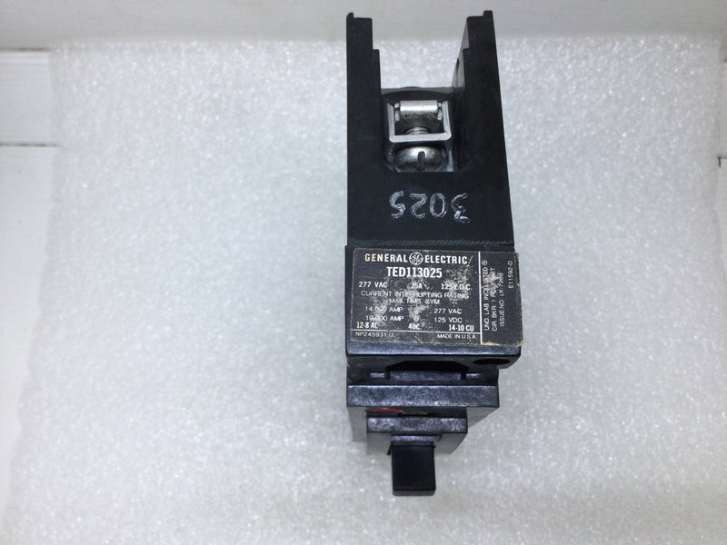 GE General Electric TED113025 25 Amp Single Pole 277V Bolt on Circuit Breaker