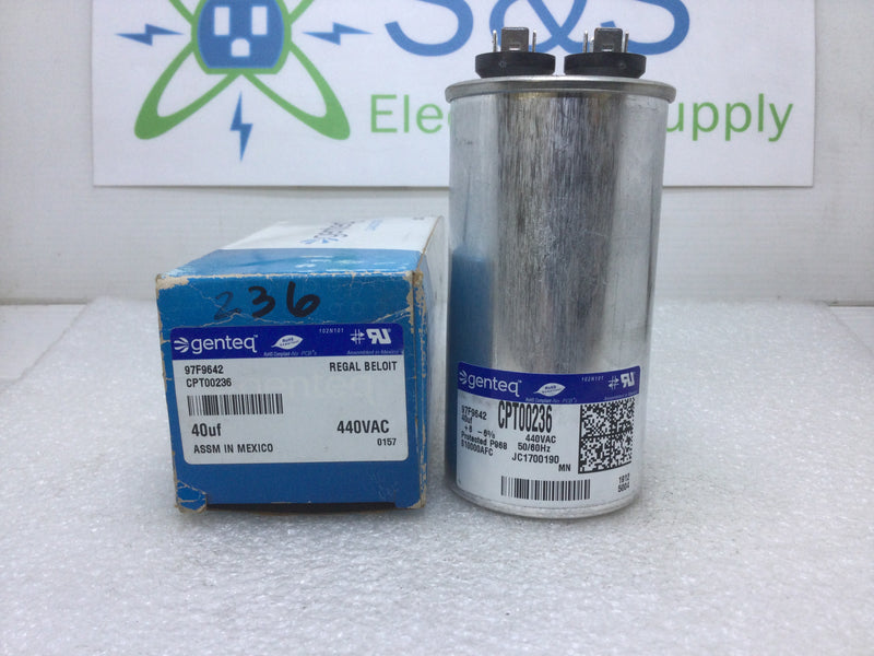GE/Genteq 97F9642 CPT00236 40uf -/+6% 440VAC 50/60Hz Capacitor