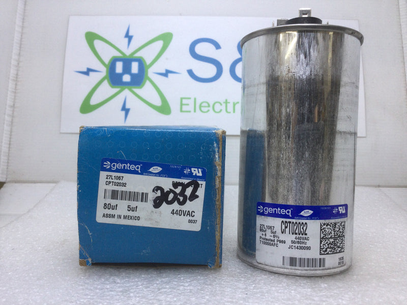 GE/Genteq 27L1067 CPT02032 80/5uF -/+6% 440VAC 50/60Hz Capacitor