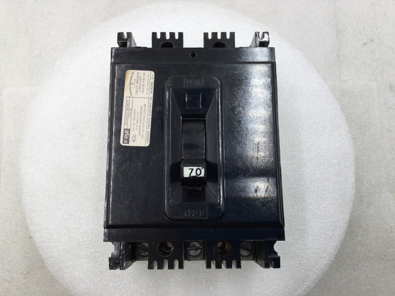 FPE NE233070 70 Amp 3 Pole 240V Type NE Bolt In Circuit Breaker - White Handle