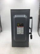 Square D D223NRB Single Phase 100A 240VAC Nema3R Fusible Safety Switch