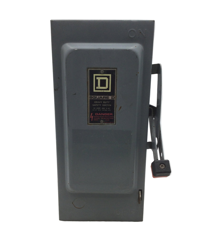 Square D HU361 30 Amp 3 Pole 600V Non Fused HD Safety Switch 10 3/4" x 6"