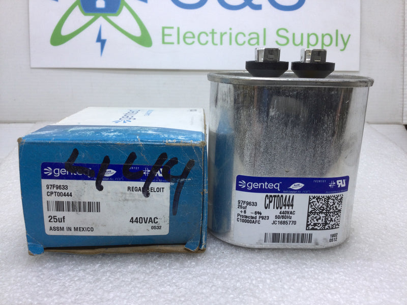 GE/Genteq 97F9633 CPT00444 25uF -/+6% 440VAC 50/60Hz Capacitor