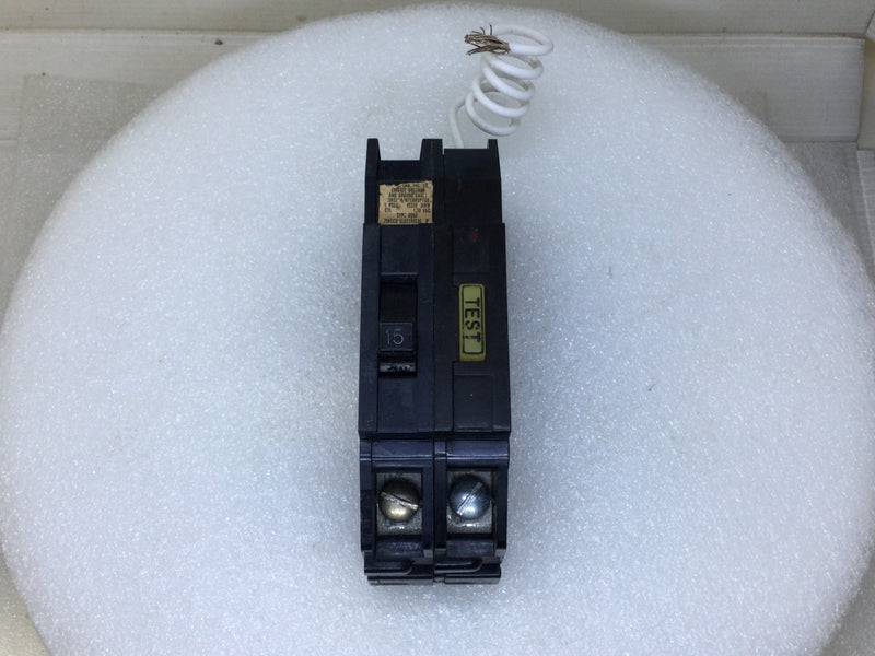 Zinsco HQGF115 15 Amp 2 Pole 120V Circuit Breaker w/ GFI