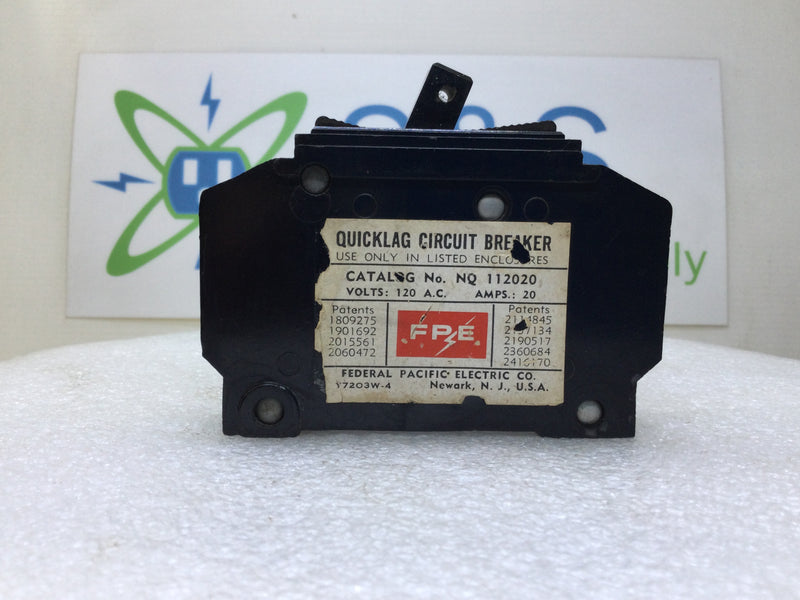 FPE NQ112020 20 Amp 1 Pole 120V QuickLag Circuit Breaker