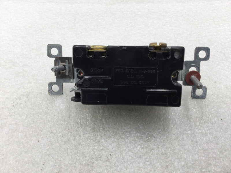 Bryant CSB120B Single Pole 20A 120-277V Toggle Switch Back & Side Wired in Black