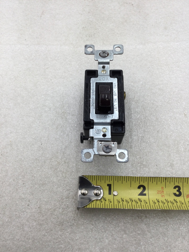 Bryant CSB120B Single Pole 20A 120-277V Toggle Switch Back & Side Wired in Black