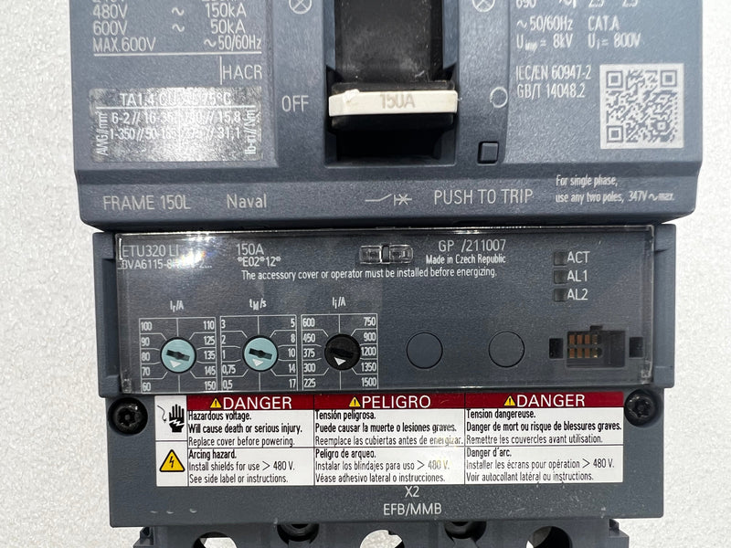 Siemens 3VA6115-8HL31-2AA0 150 Amps 600V 3 Pole