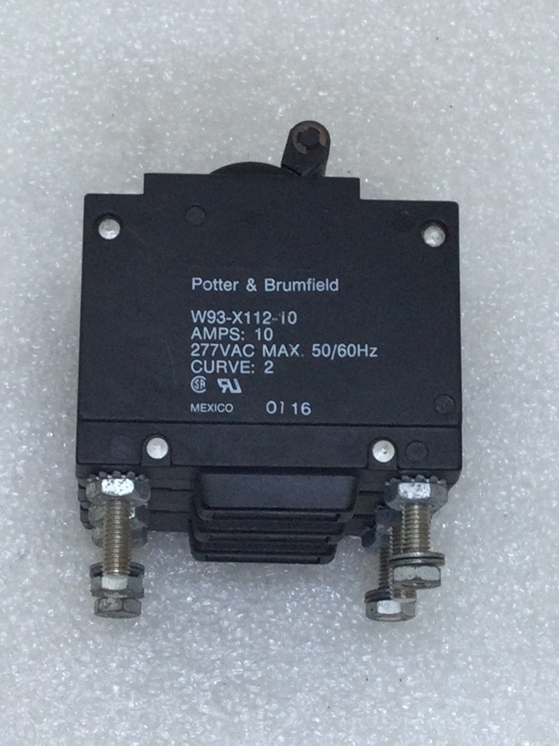 Potter & Brumfield/Tyco Electronics W93-X112-10 Amp 3 Pole 277 VAC Bolt On Circuit Breaker