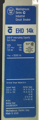 Westinghouse EHD1025 25 Amp 1-Pole 277V EHD 14K Circuit Breaker