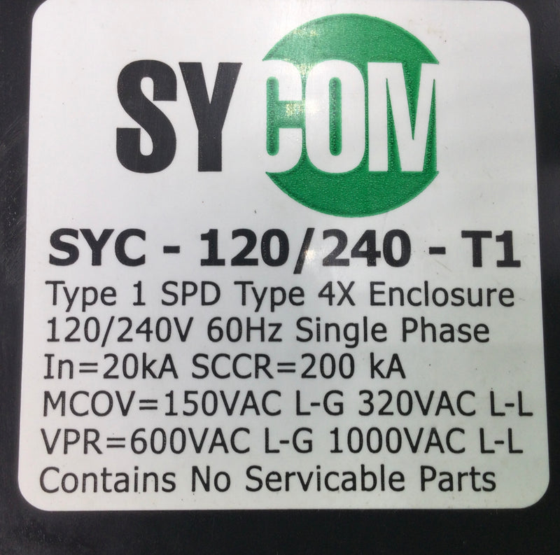 Sycom SYC-120/240-T1 1-Phase 60Hz 240V Surge Protector Device