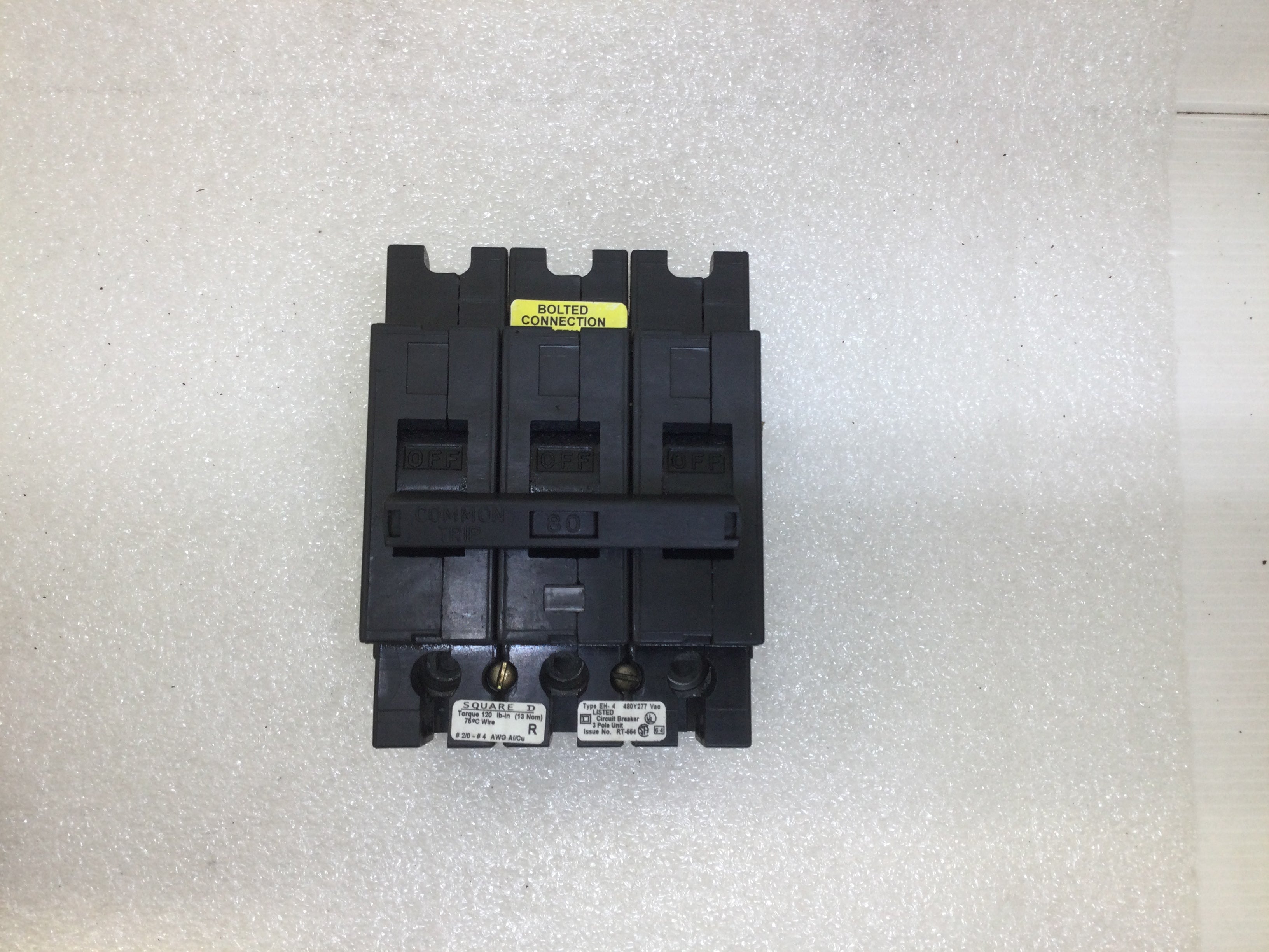 Edb34080 Square D EHB34080 Bolt-On Circuit Breaker 80a 480v EHB Series