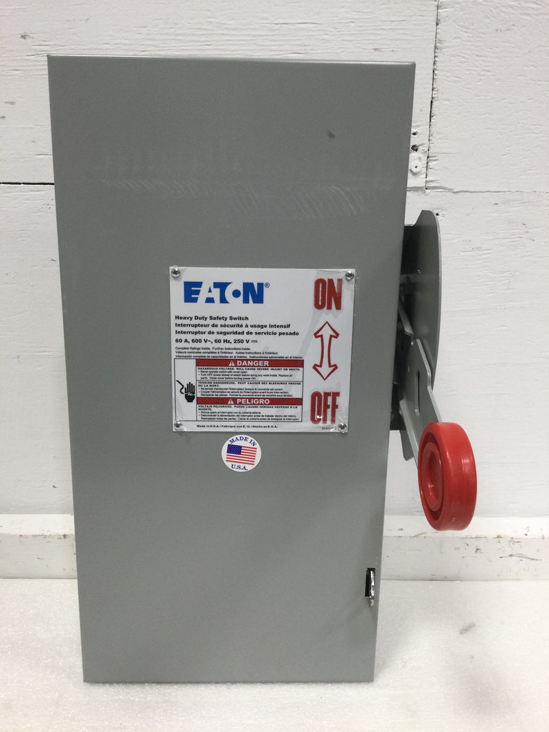 Eaton DH362FGK 60 Amp 3 Pole 600V Fused Nema1 Safety Switch