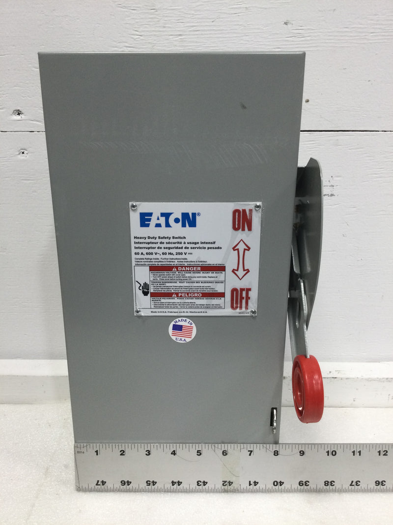 Eaton DH362FGK 60 Amp 3 Pole 600V Fused Nema1 Safety Switch