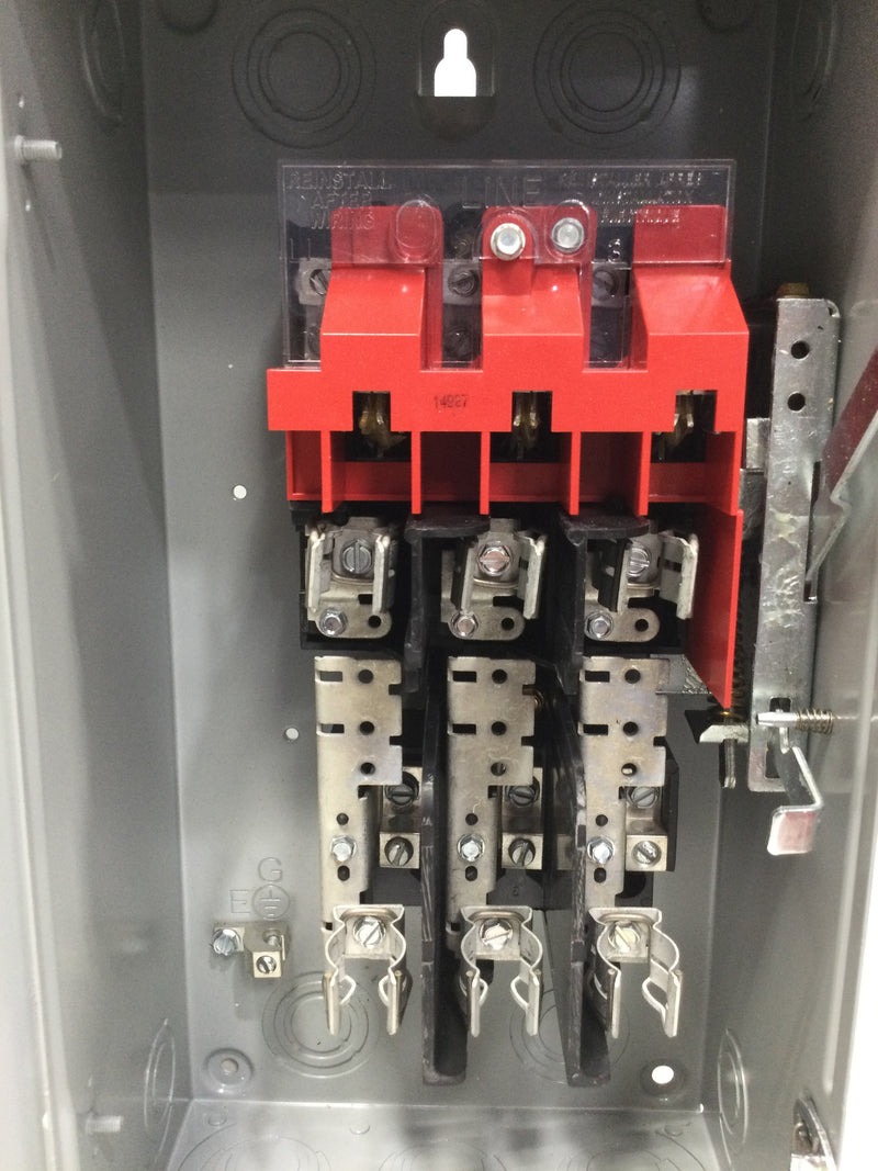 Eaton DH362FGK 60 Amp 3 Pole 600V Fused Nema1 Safety Switch