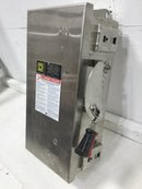 Square D/Schneider Electric H321DS Safety Switch, Heavy Duty, Fusible, 30A, 3 Wire, 3 Pole, 7.5hp, 240VAC/250VDC, NEMA 4, 4X, 5, 304 Stainless Steel