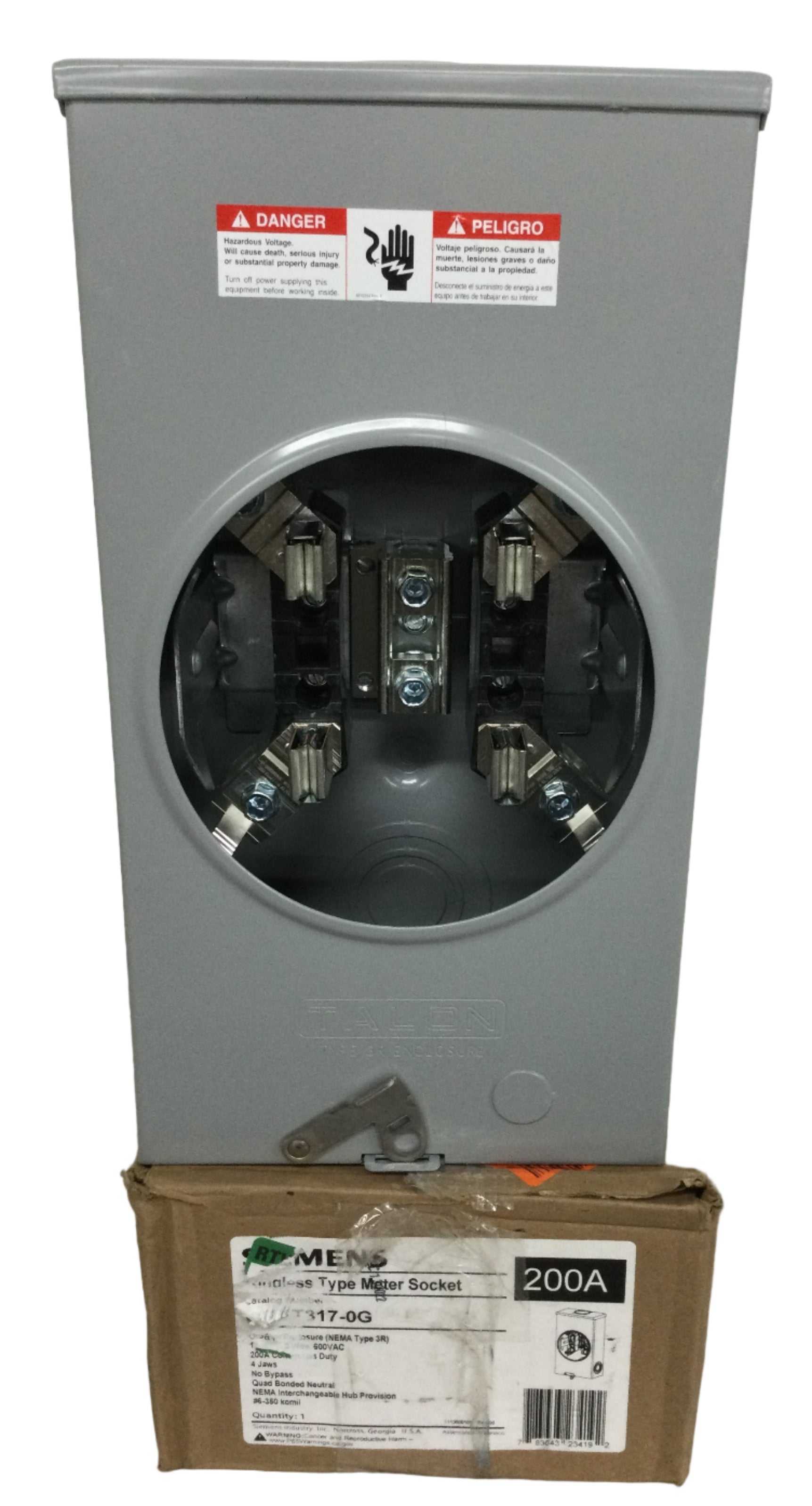 Siemens TALON® UAT3170PGP Single Position Meter Socket 600 VAC 200 Am