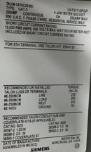 Siemens TALON UAT317-0PGP 200 Amp 1PH 3 Wire 600V Ringless Meter Socket