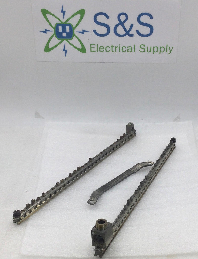 Generic 30 Position 4-14 AWG Grounding Bar Set w/ Metal Cross Bar