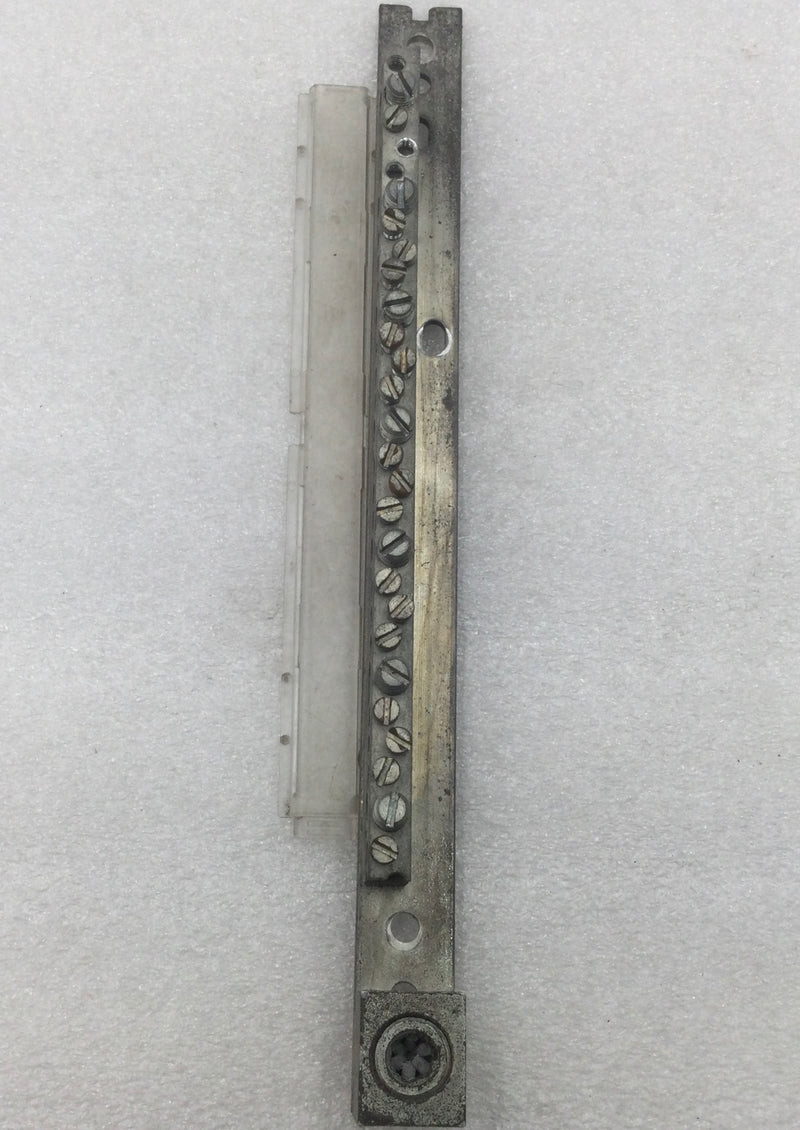 27 Position 4-14 AWG Grounding Bar w/ Lug Mounting Bracket 11" x 1 1/2"