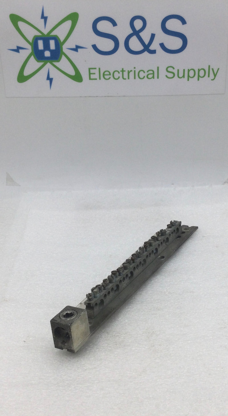 27 Position 4-14 AWG Grounding Bar w/ Lug Mounting Bracket 11" x 1 1/2"