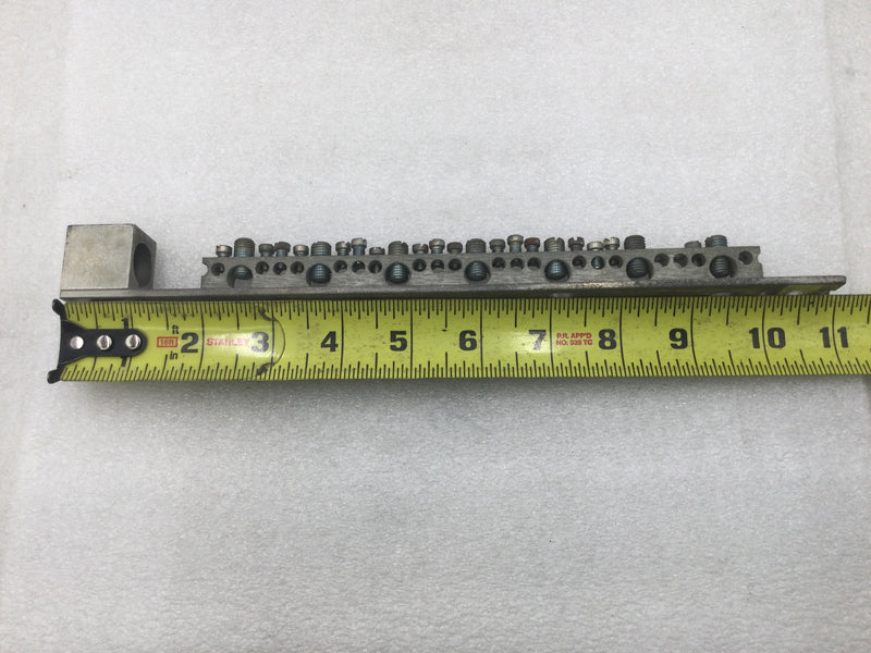 27 Position 4-14 AWG Grounding Bar w/ Lug Mounting Bracket 11" x 1 1/2"