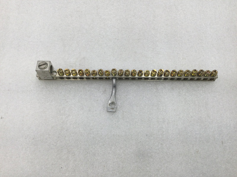 Generic 27 Position Ilsco NB22 4-14 AWG Grounding Bar w/Bonding Wire