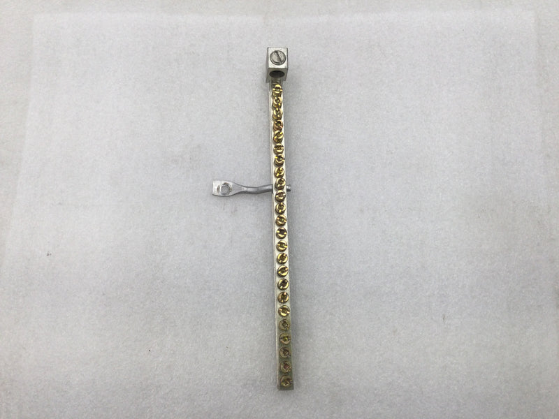 Generic 27 Position Ilsco NB22 4-14 AWG Grounding Bar w/Bonding Wire