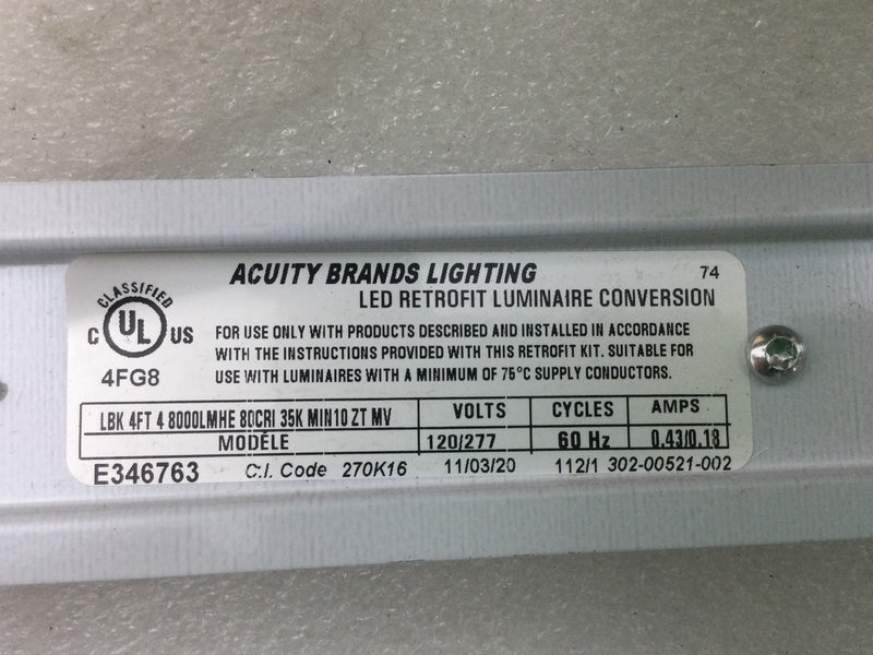 Lithonia Lighting LBK 4FT 4 8000LMHE 80CRI 35K MIN10 ZT MVOLT Light Bar Kit