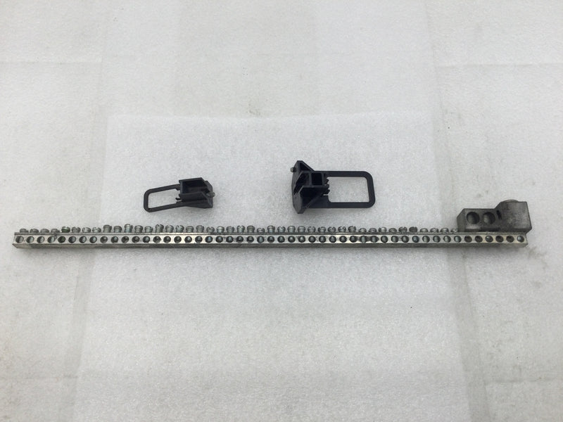52 Position 4-14 AWG Neutral/Isolated Grounding Bar 17 1/4" x 1 1/2"