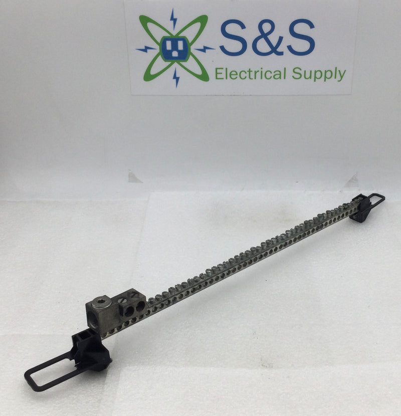 52 Position 4-14 AWG Neutral/Isolated Grounding Bar 17 1/4" x 1 1/2"