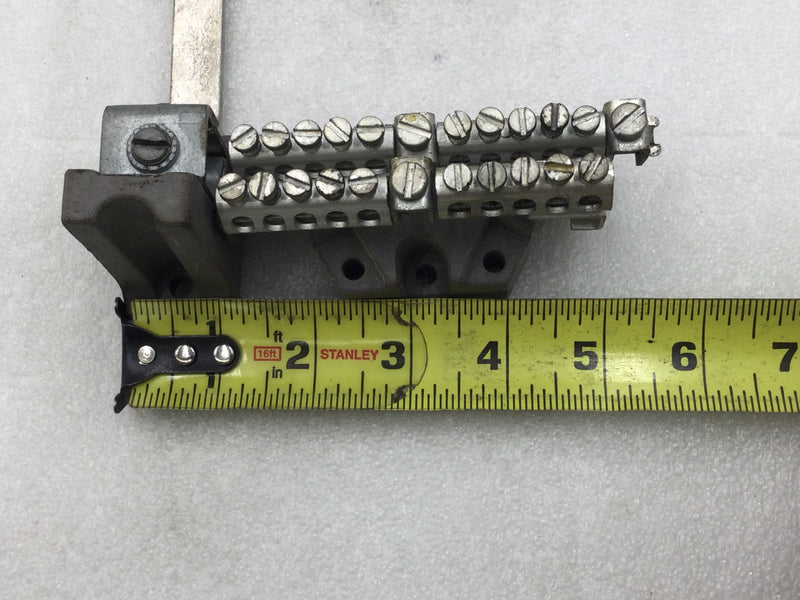 23 Position 2-6 AWG Combo Neutral Isolated Grounding Bar 7" x 5 1/2"