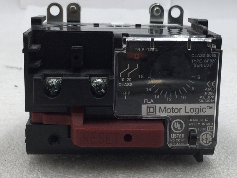 Square D 9065SFC20 Overload Relay, Motor Logic, Solid State Overload Relay, NEMA Size 00, 3 pole, 3A to 9A, 600VAC, separate mount